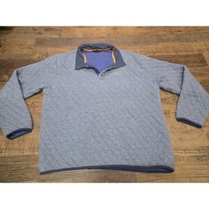 Orvis Men's Outdoor Quilted Snap Sweatshirt in blue/Grey Size Large